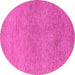 Round Machine Washable Abstract Pink Modern Rug, wshabs1711pnk