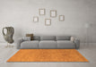 Machine Washable Abstract Orange Modern Area Rugs in a Living Room, wshabs1711org