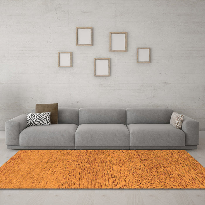 Machine Washable Abstract Orange Modern Area Rugs in a Living Room, wshabs1711org