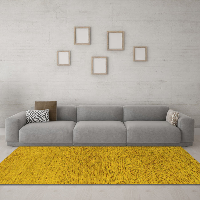 Machine Washable Abstract Yellow Modern Rug in a Living Room, wshabs1711yw