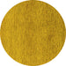 Round Machine Washable Abstract Yellow Modern Rug, wshabs1711yw