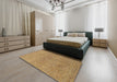 Abstract Gold Modern Rug in a Bedroom, abs1711