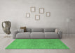 Machine Washable Abstract Emerald Green Modern Area Rugs in a Living Room,, wshabs1711emgrn