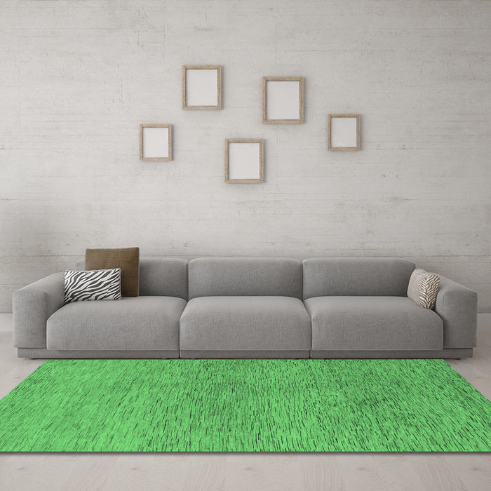 Machine Washable Abstract Emerald Green Modern Area Rugs in a Living Room,, wshabs1711emgrn