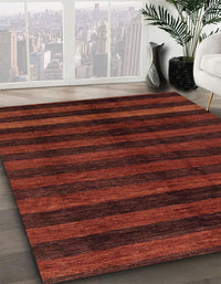 Abstract Dark Red Modern Rug, abs1712