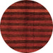 Round Machine Washable Abstract Orange Modern Area Rugs, wshabs1712org