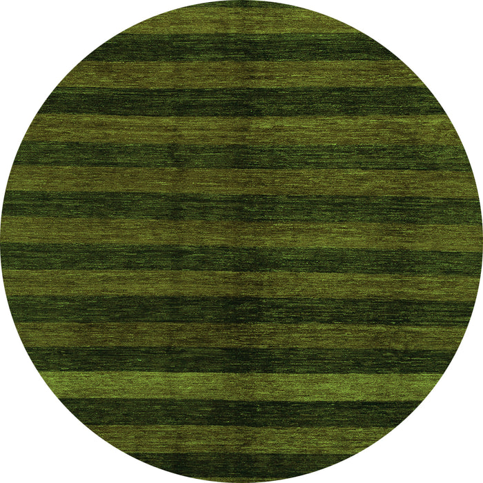 Round Machine Washable Abstract Green Modern Area Rugs, wshabs1712grn