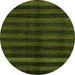 Round Machine Washable Abstract Green Modern Area Rugs, wshabs1712grn