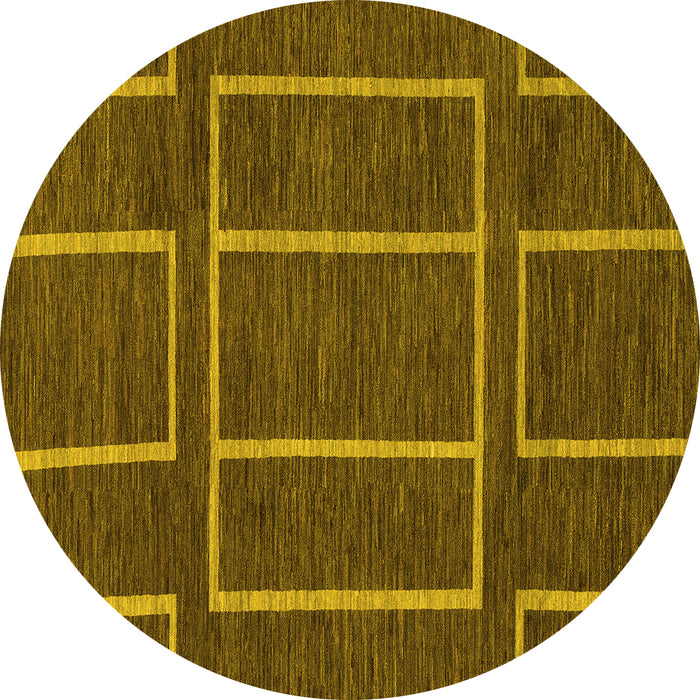 Round Machine Washable Abstract Yellow Modern Rug, wshabs1713yw