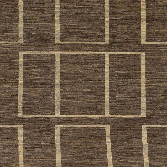 Square Machine Washable Abstract Bakers Brown Rug, wshabs1713