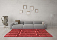 Machine Washable Abstract Red Modern Rug, wshabs1713red