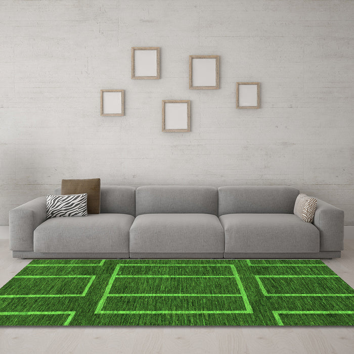Machine Washable Abstract Green Modern Area Rugs in a Living Room,, wshabs1713grn