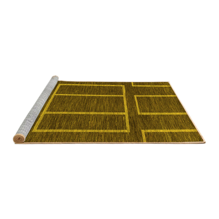 Sideview of Machine Washable Abstract Yellow Modern Rug, wshabs1713yw