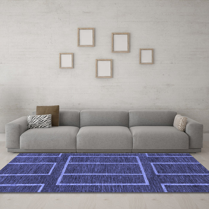 Machine Washable Abstract Blue Modern Rug in a Living Room, wshabs1713blu