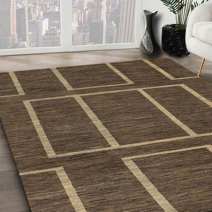 Machine Washable Abstract Bakers Brown Rug in a Family Room, wshabs1713