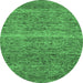 Round Machine Washable Abstract Emerald Green Modern Area Rugs, wshabs1714emgrn