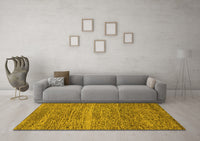 Machine Washable Abstract Yellow Modern Rug, wshabs1714yw