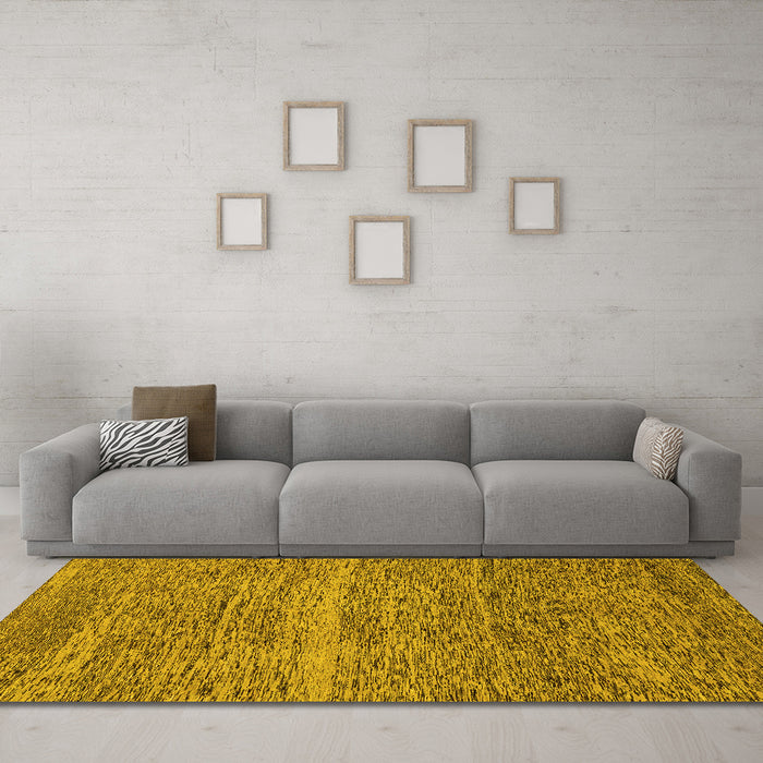 Machine Washable Abstract Yellow Modern Rug in a Living Room, wshabs1714yw