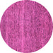 Round Machine Washable Abstract Pink Modern Rug, wshabs1714pnk