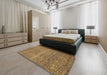 Machine Washable Abstract Gold Rug in a Bedroom, wshabs1714