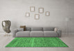 Machine Washable Abstract Emerald Green Modern Area Rugs in a Living Room,, wshabs1714emgrn