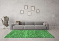 Machine Washable Abstract Emerald Green Modern Rug, wshabs1714emgrn