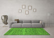 Machine Washable Abstract Green Modern Area Rugs in a Living Room,, wshabs1714grn