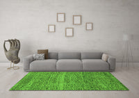 Machine Washable Abstract Green Modern Rug, wshabs1714grn