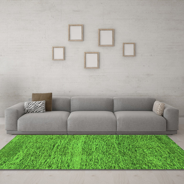 Machine Washable Abstract Green Modern Area Rugs in a Living Room,, wshabs1714grn