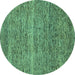 Round Abstract Turquoise Modern Rug, abs1714turq