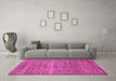 Machine Washable Abstract Pink Modern Rug in a Living Room, wshabs1714pnk