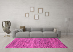 Machine Washable Abstract Pink Modern Rug in a Living Room, wshabs1714pnk
