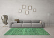 Machine Washable Abstract Turquoise Modern Area Rugs in a Living Room,, wshabs1714turq