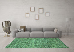 Machine Washable Abstract Turquoise Modern Area Rugs in a Living Room,, wshabs1714turq