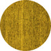 Round Machine Washable Abstract Yellow Modern Rug, wshabs1714yw