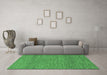 Machine Washable Abstract Emerald Green Modern Area Rugs in a Living Room,, wshabs1715emgrn