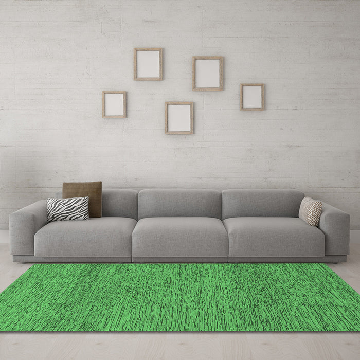 Machine Washable Abstract Emerald Green Modern Area Rugs in a Living Room,, wshabs1715emgrn