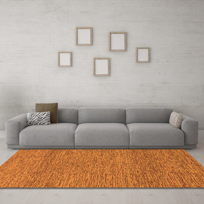 Machine Washable Abstract Orange Modern Area Rugs in a Living Room, wshabs1715org
