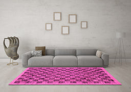 Machine Washable Abstract Pink Modern Rug in a Living Room, wshabs1716pnk