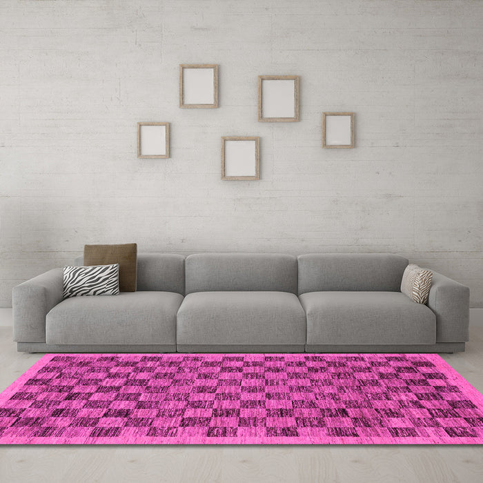Machine Washable Abstract Pink Modern Rug in a Living Room, wshabs1716pnk