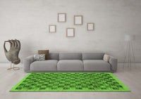 Machine Washable Abstract Green Modern Rug, wshabs1716grn