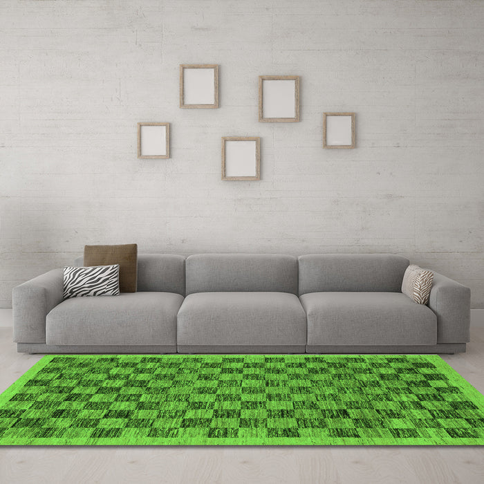 Machine Washable Abstract Green Modern Area Rugs in a Living Room,, wshabs1716grn