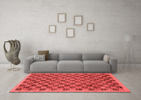 Machine Washable Abstract Red Modern Rug, wshabs1716red