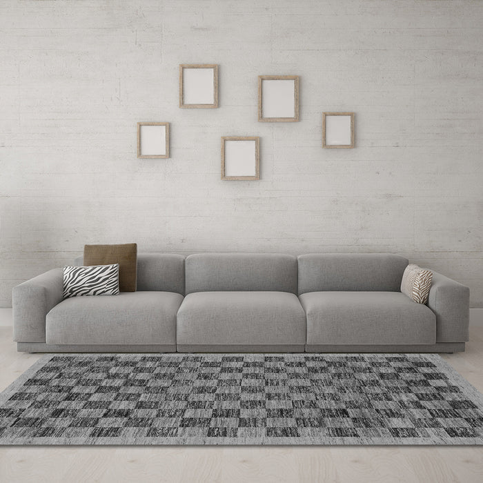 Machine Washable Abstract Gray Modern Rug in a Living Room,, wshabs1716gry