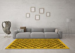 Machine Washable Abstract Yellow Modern Rug in a Living Room, wshabs1716yw