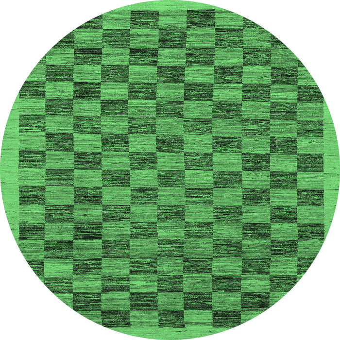 Round Abstract Emerald Green Modern Rug, abs1716emgrn