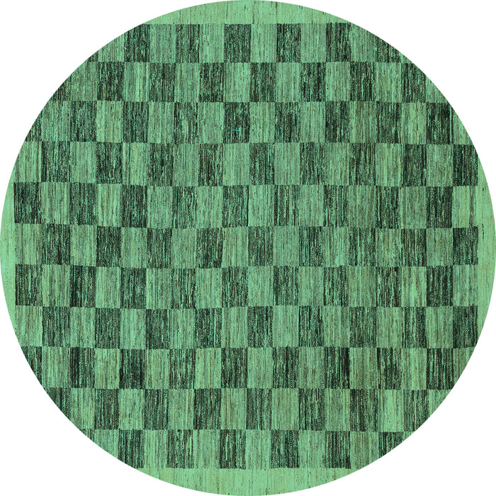 Round Abstract Turquoise Modern Rug, abs1716turq