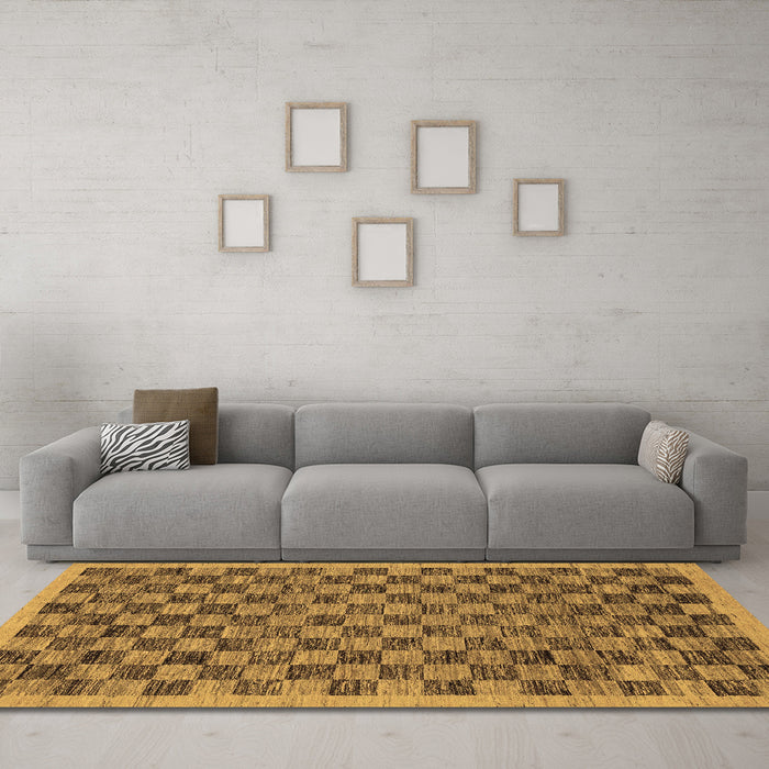 Machine Washable Abstract Brown Modern Rug in a Living Room,, wshabs1716brn
