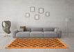 Machine Washable Abstract Orange Modern Area Rugs in a Living Room, wshabs1716org