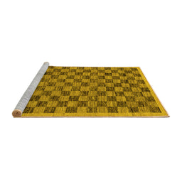 Sideview of Machine Washable Abstract Yellow Modern Rug, wshabs1716yw